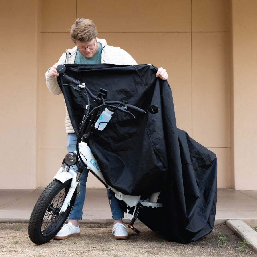 pulling bike cover over bike