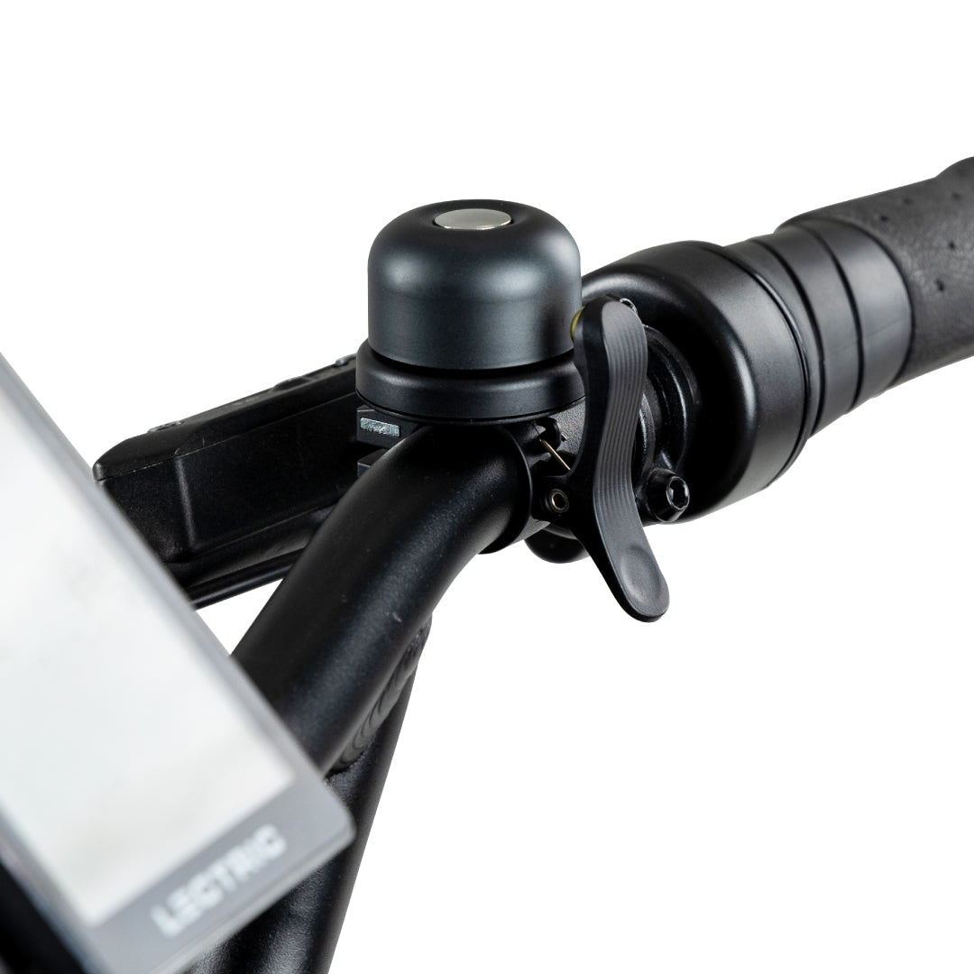 black lectric ebikes handlebar bell mounted on ebike