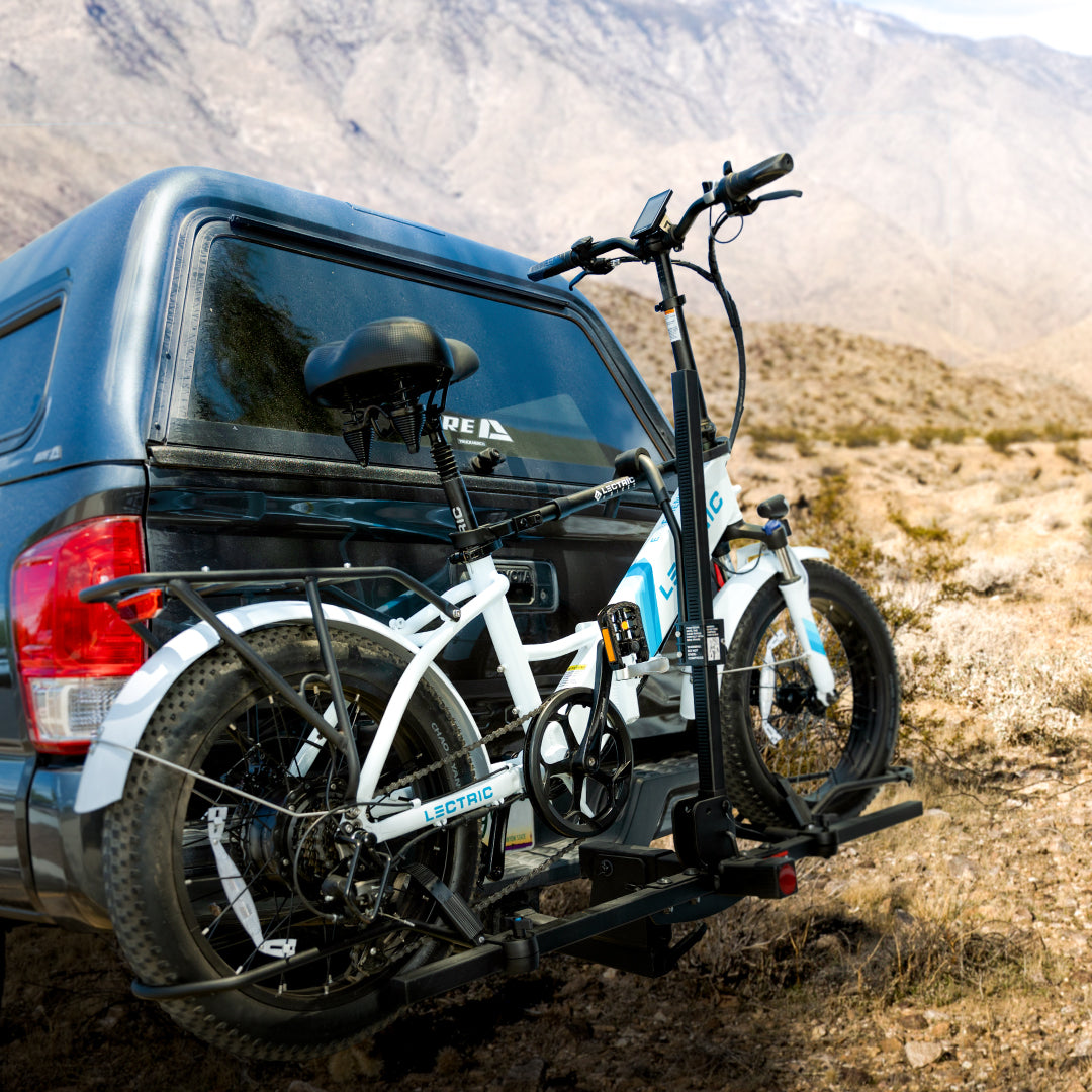 Lectric eBikes Hollywood Racks Product Mounted on Truck with eBike Secured